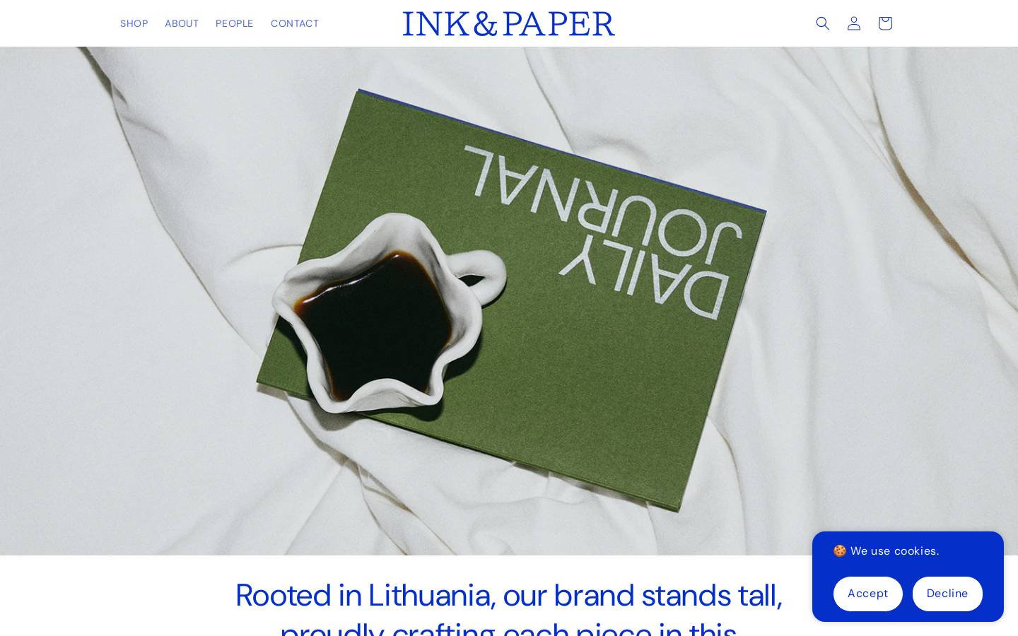 inkandpapershop.com homepage screenshot