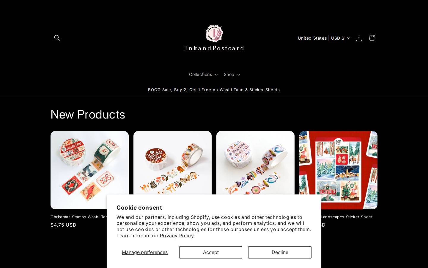 inkandpostcard.com homepage screenshot