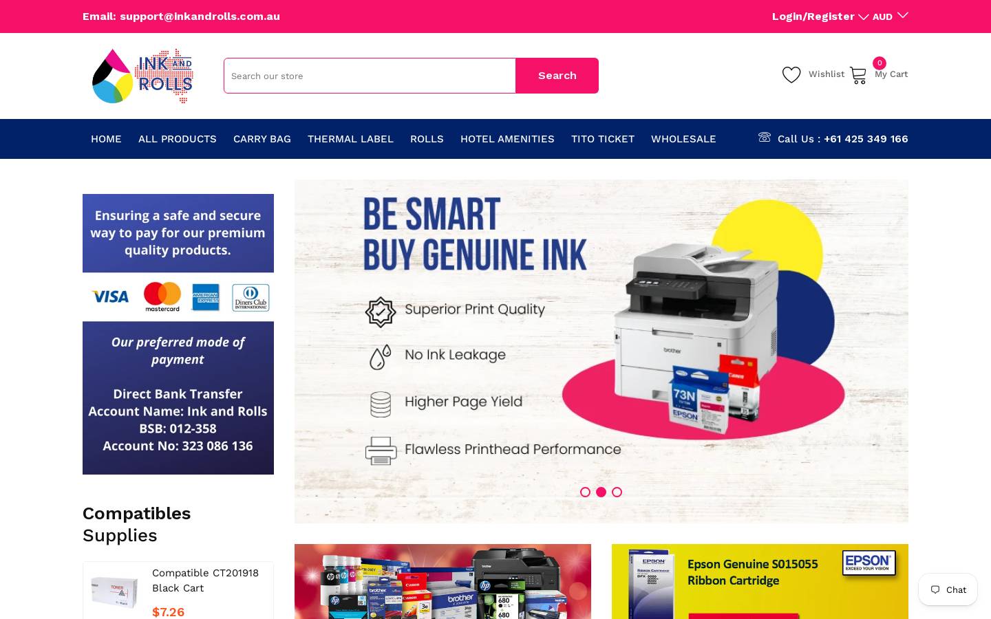 Ink and Rolls homepage screenshot