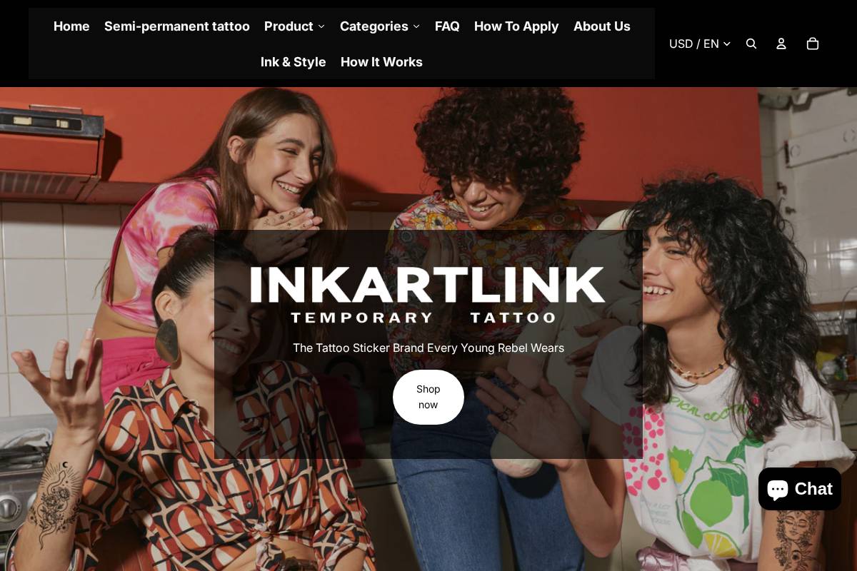 Inkartlink homepage screenshot