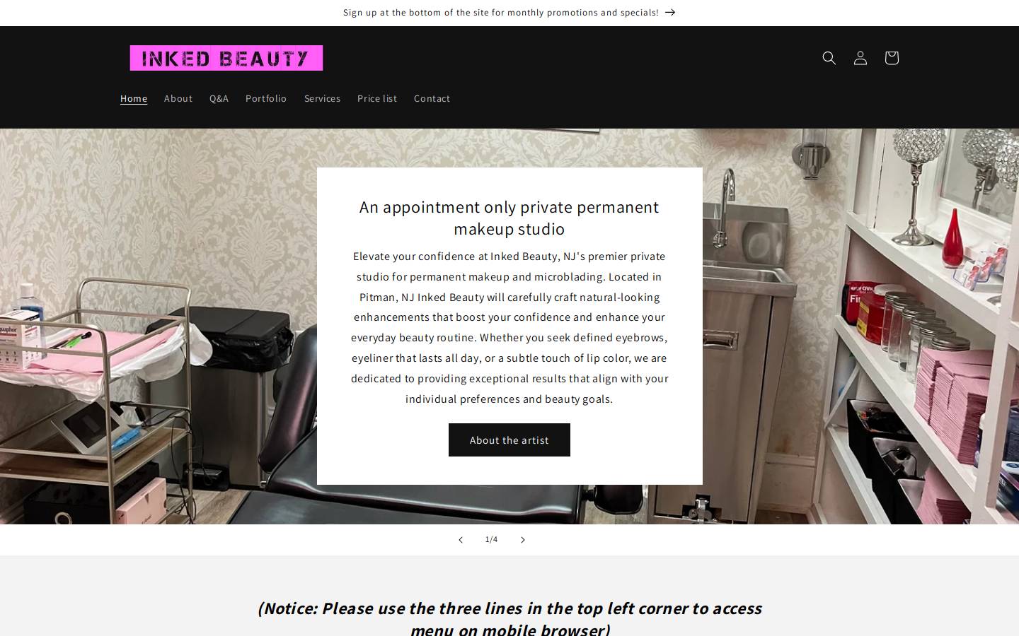inkedbeautynj.com homepage screenshot