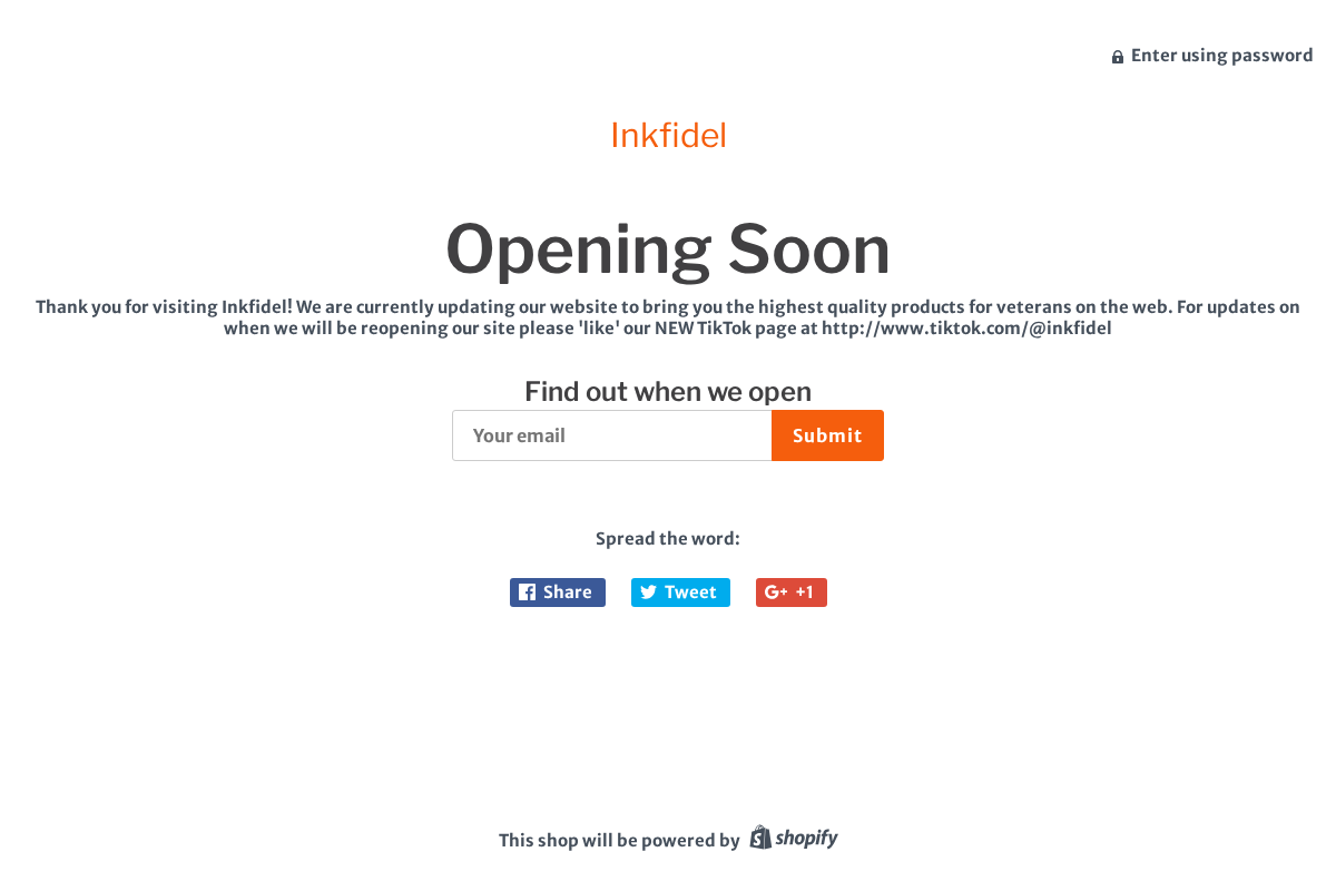 Inkfidel homepage screenshot