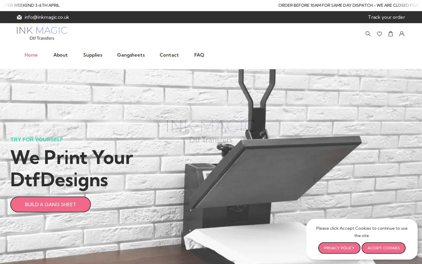 Inkmagic homepage screenshot
