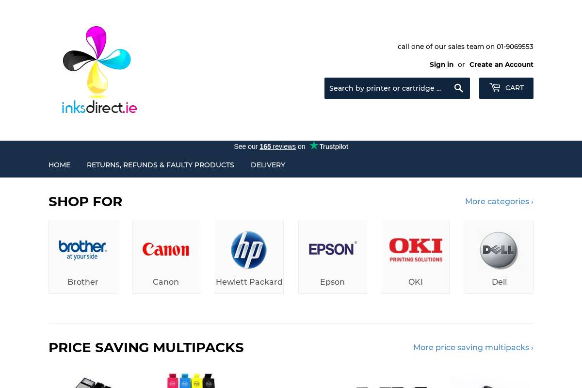 inksdirect.ie homepage screenshot