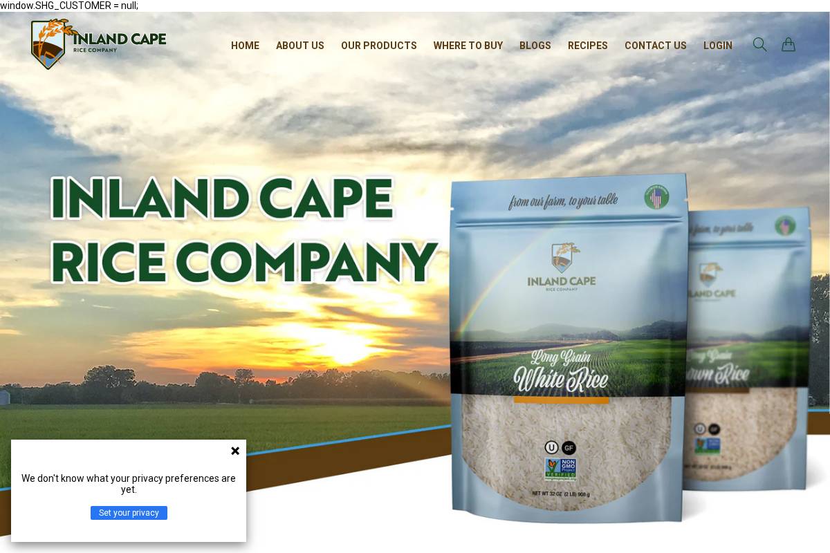 inlandcaperice.com homepage screenshot