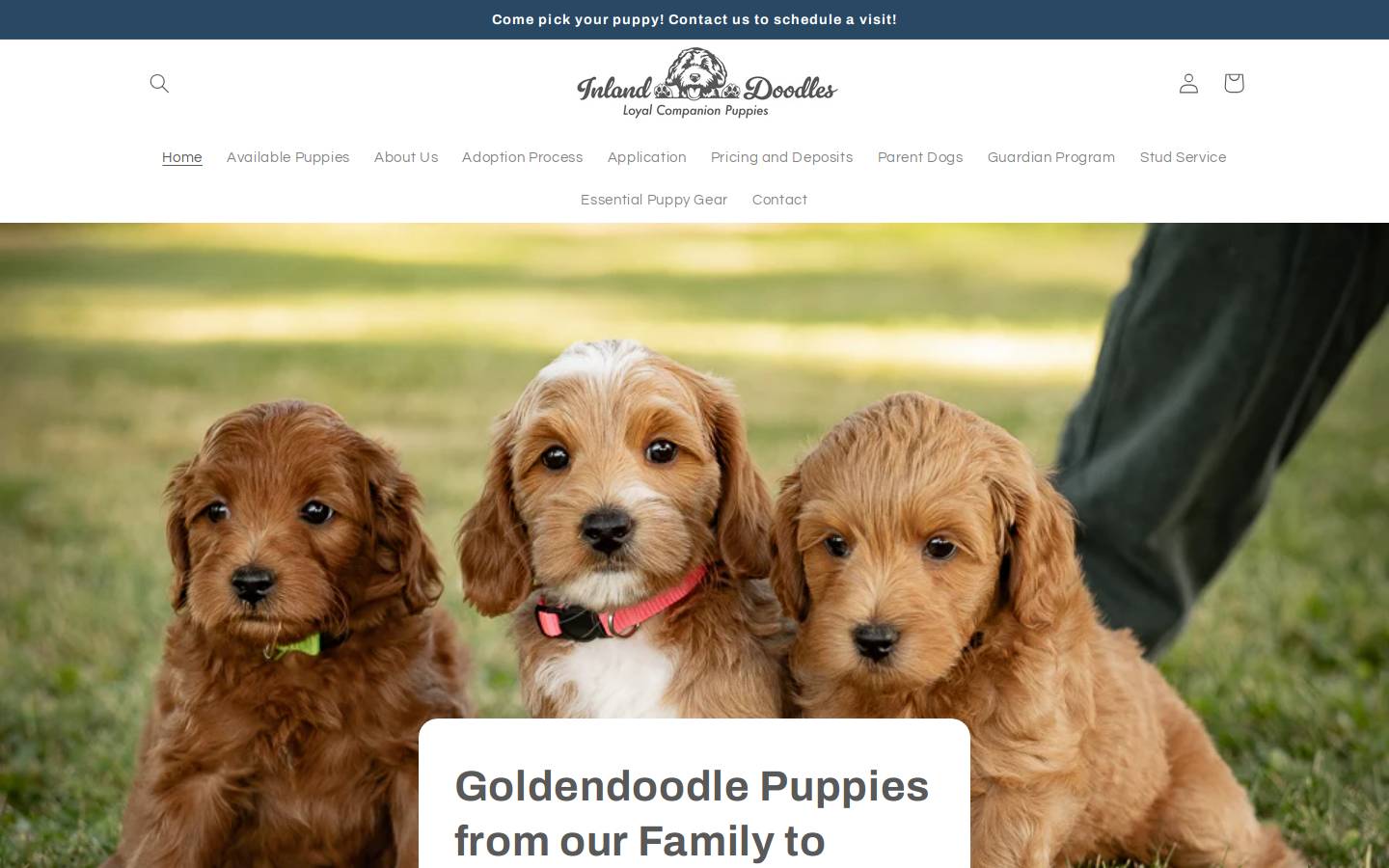 inlanddoodles.com homepage screenshot