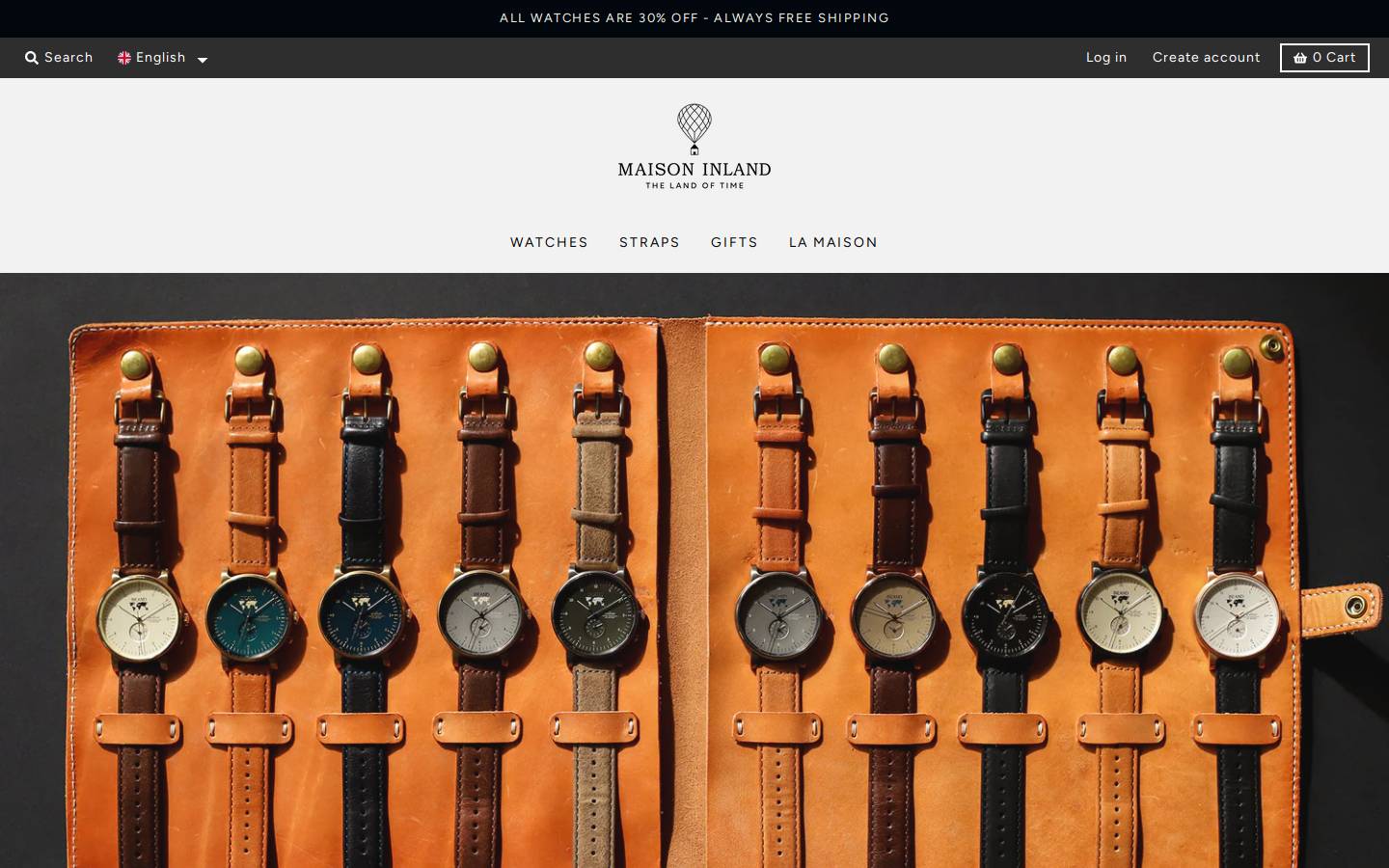 inlandwatches.com homepage screenshot