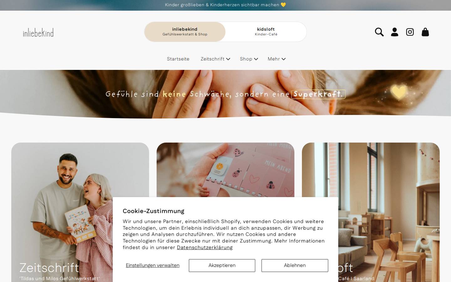 Inliebekind homepage screenshot