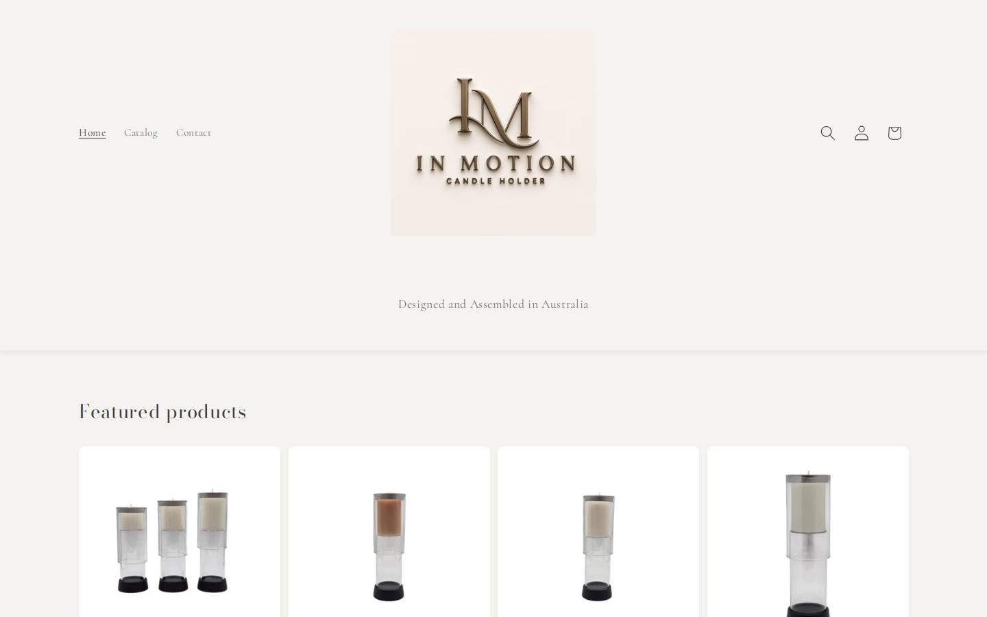 inmotioncandleholder.com.au homepage screenshot