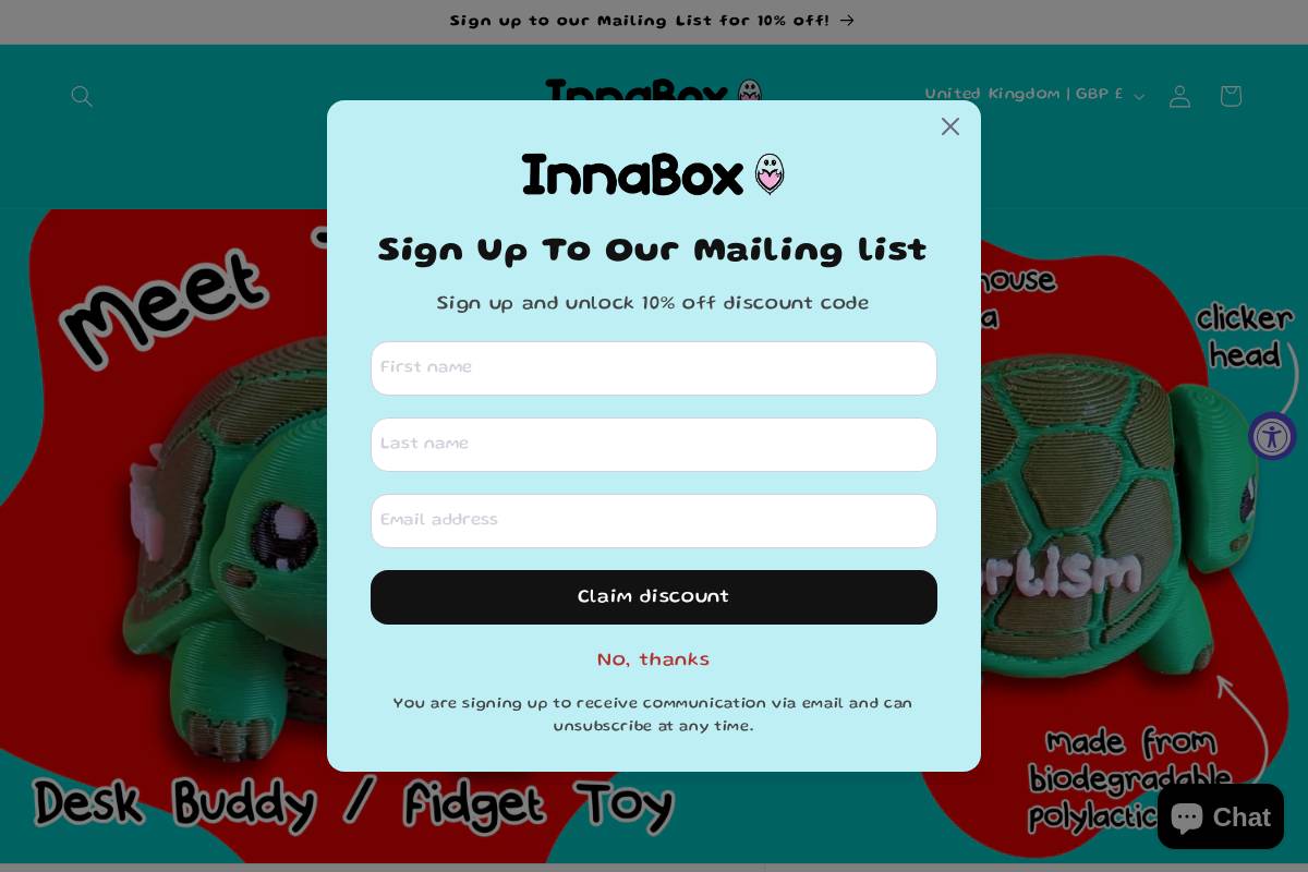 innabox.co.uk homepage screenshot
