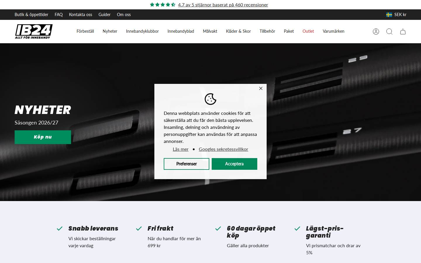 Innebandy24 homepage screenshot