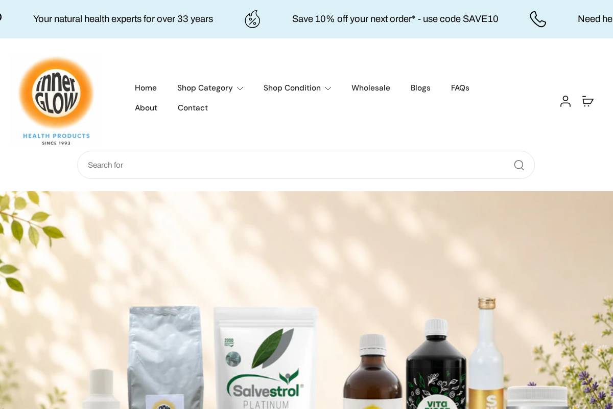 innerglow.com.au homepage screenshot