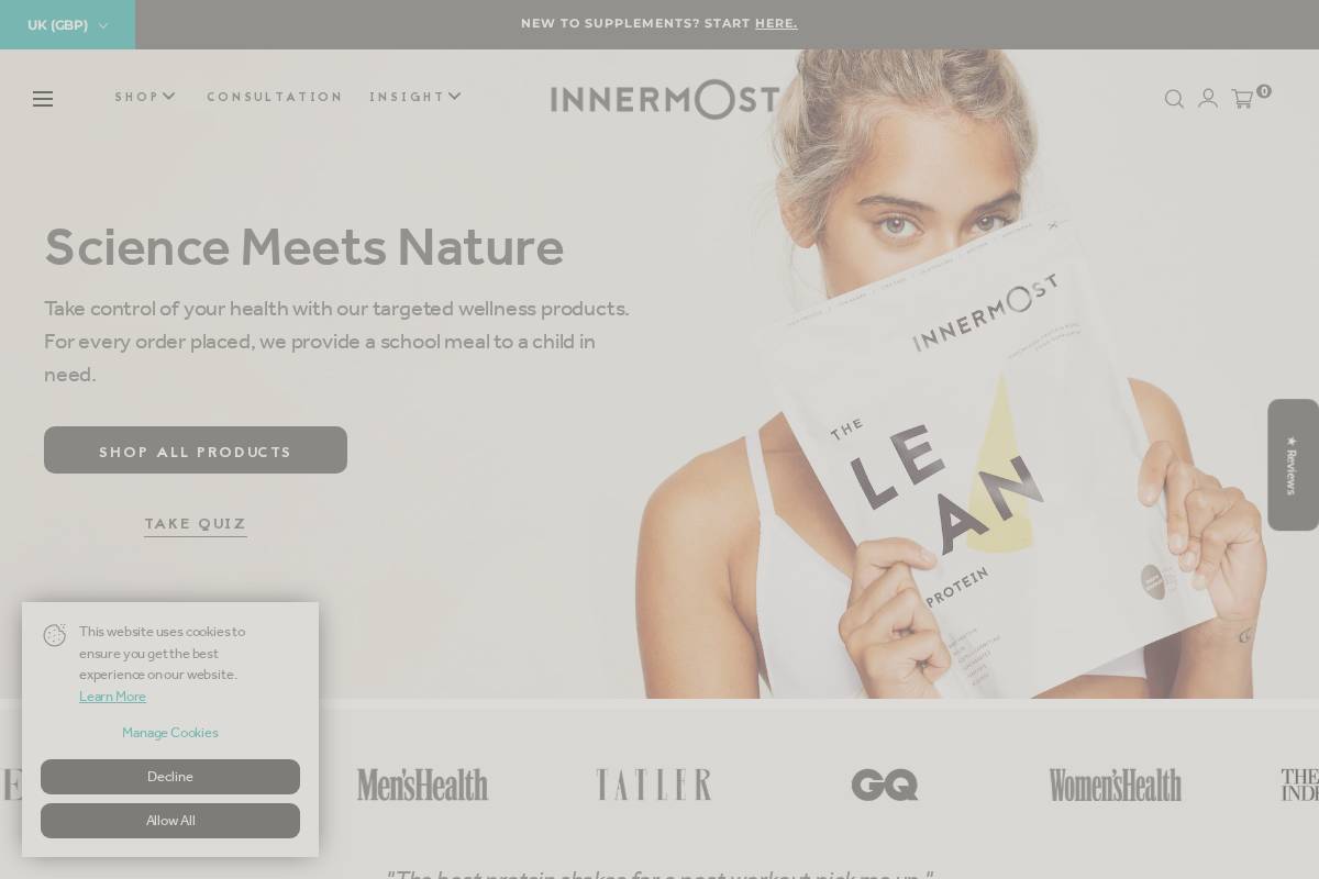 Innermost homepage screenshot