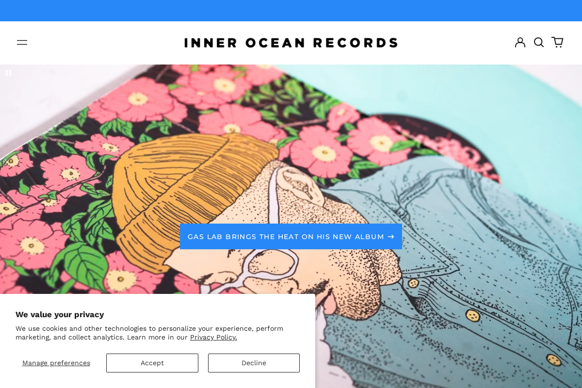 Inner Ocean Records homepage screenshot