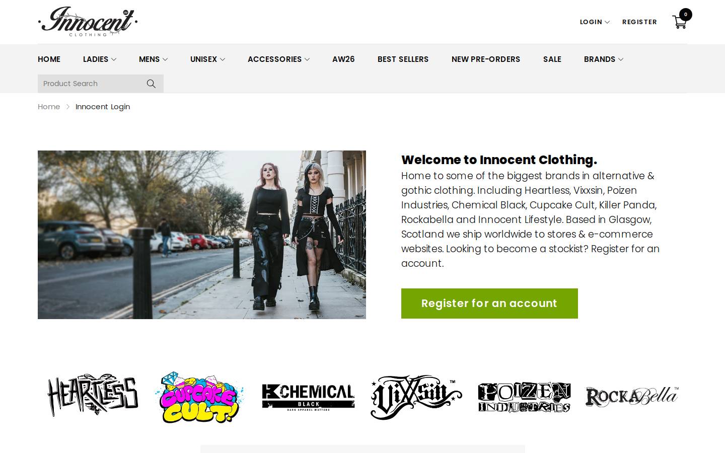 innocentclothingltd.com homepage screenshot