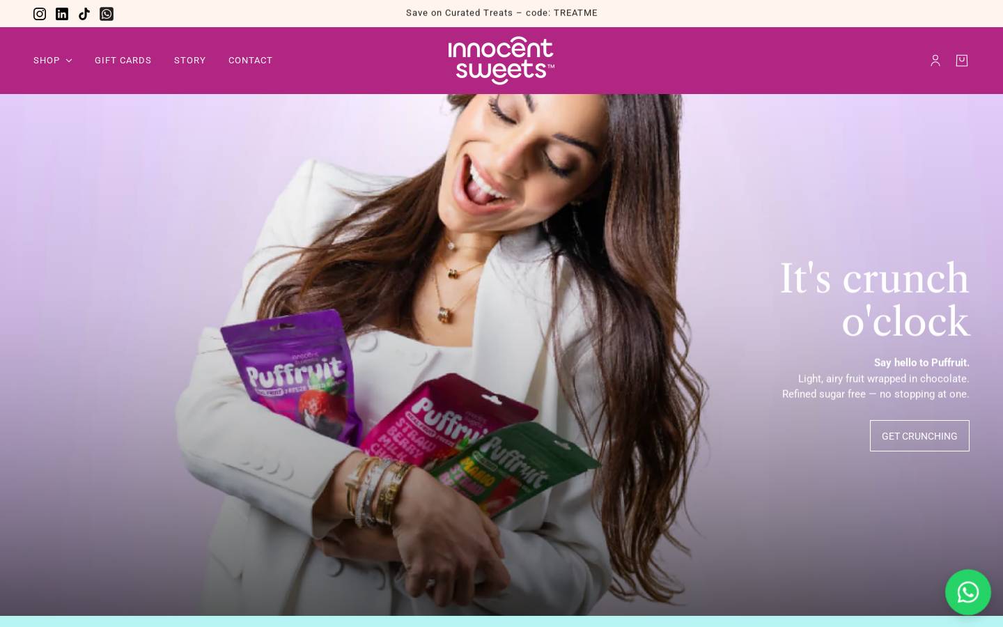 innocentsweets.com homepage screenshot