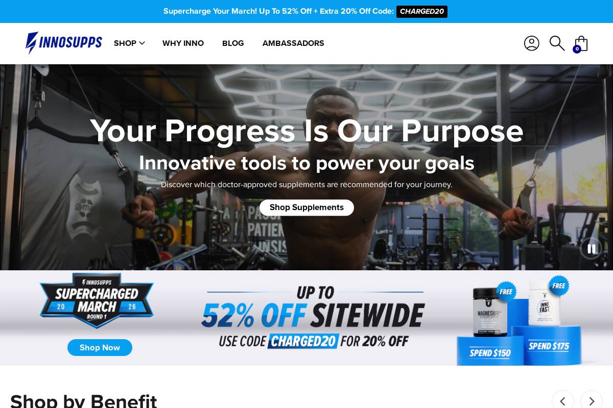 Inno Supps homepage screenshot