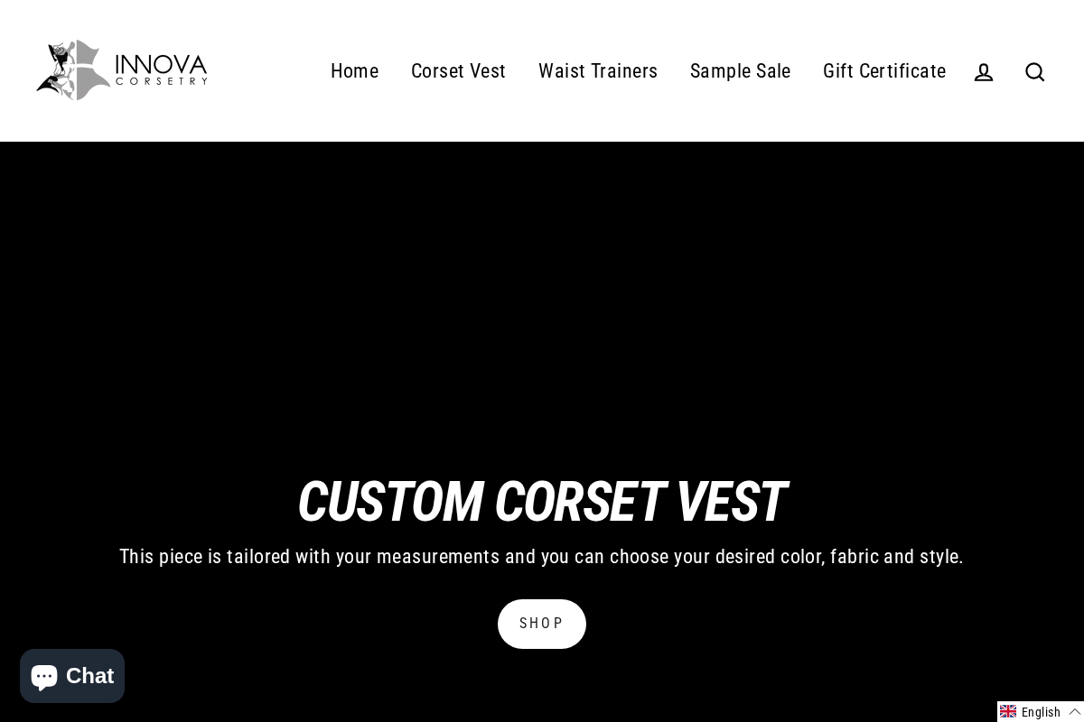 Innova Corsetry homepage screenshot