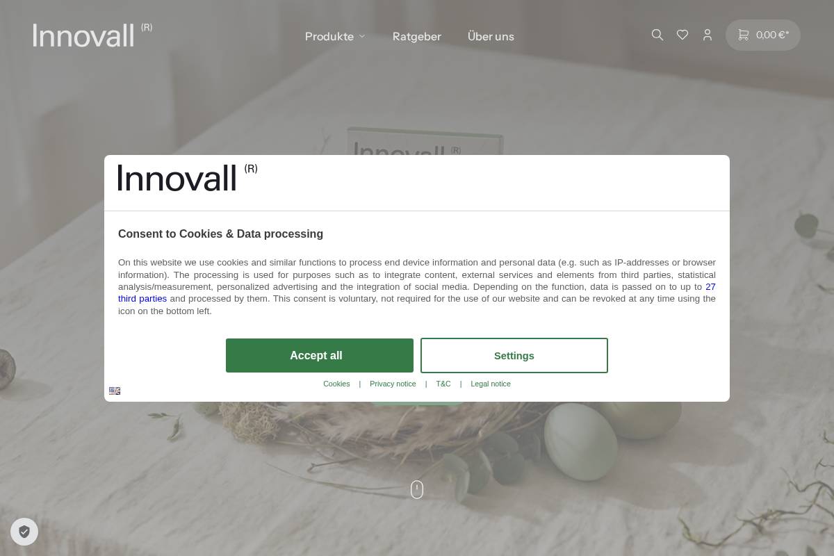 Innovall® homepage screenshot