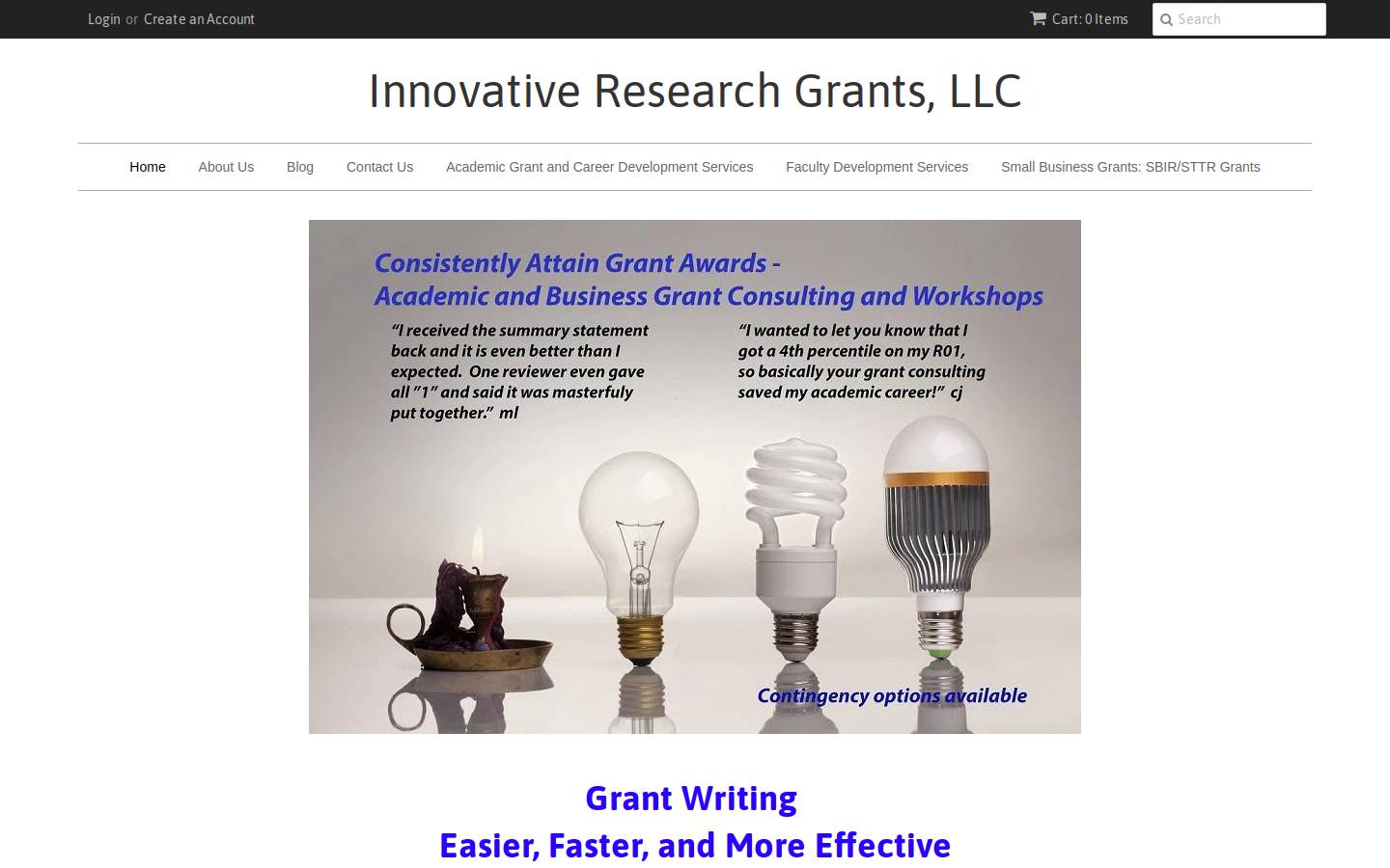 innovativeresearchgrants.com homepage screenshot
