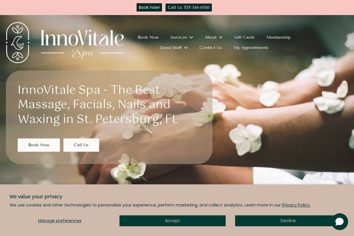 innovitalespa.com homepage screenshot