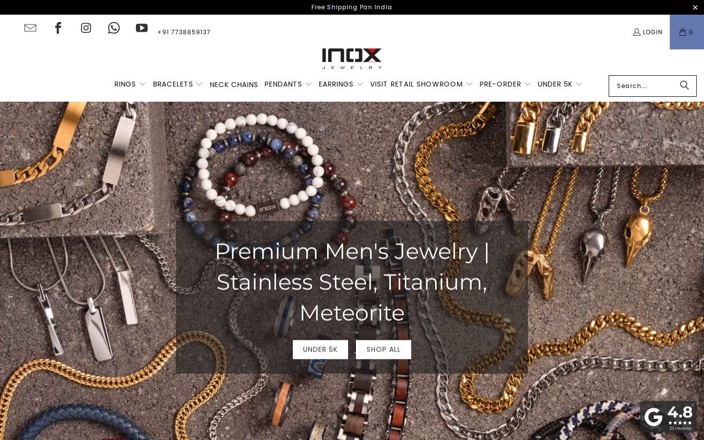 inoxjewelry.in homepage screenshot