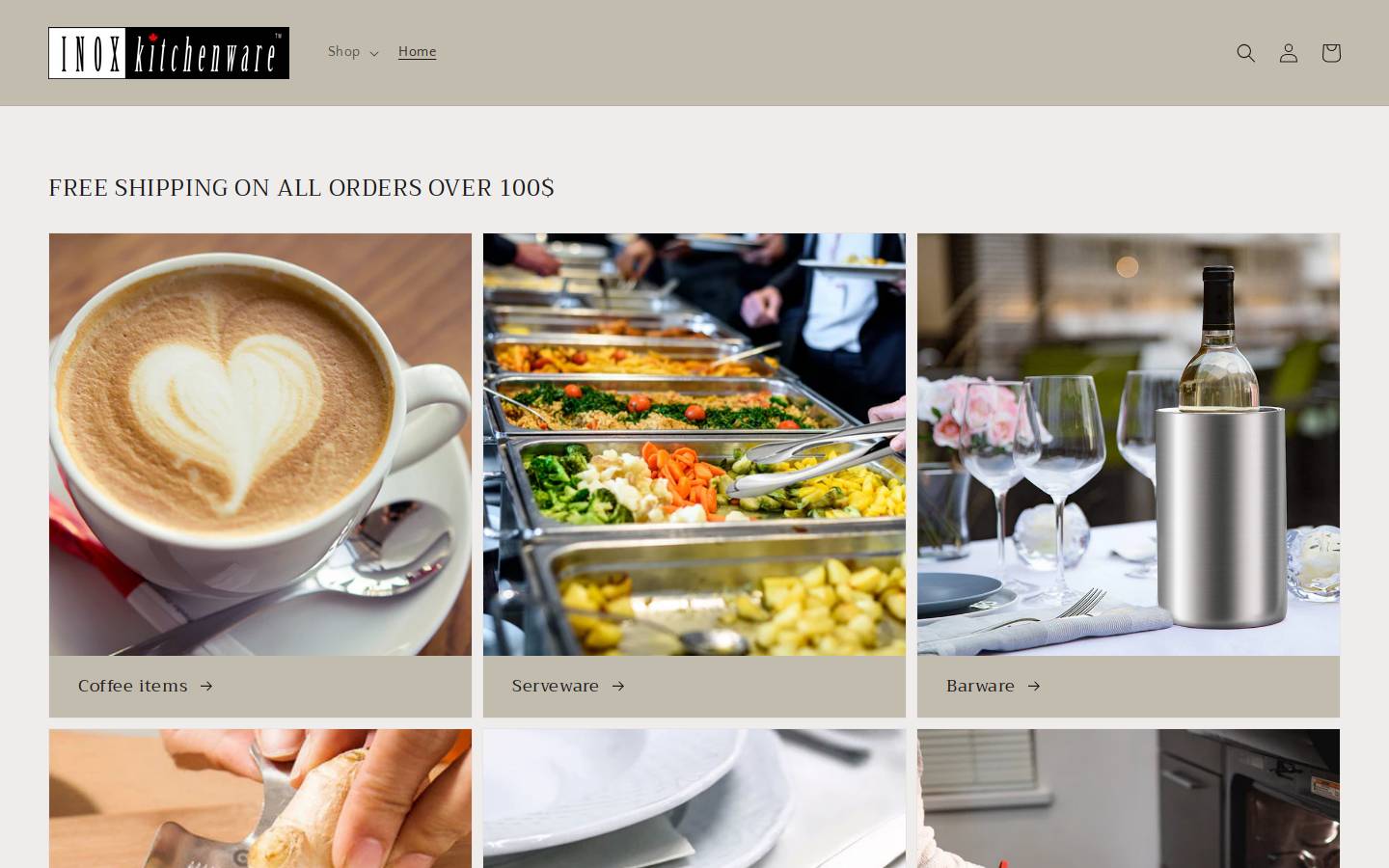 inoxkitchenware.com homepage screenshot