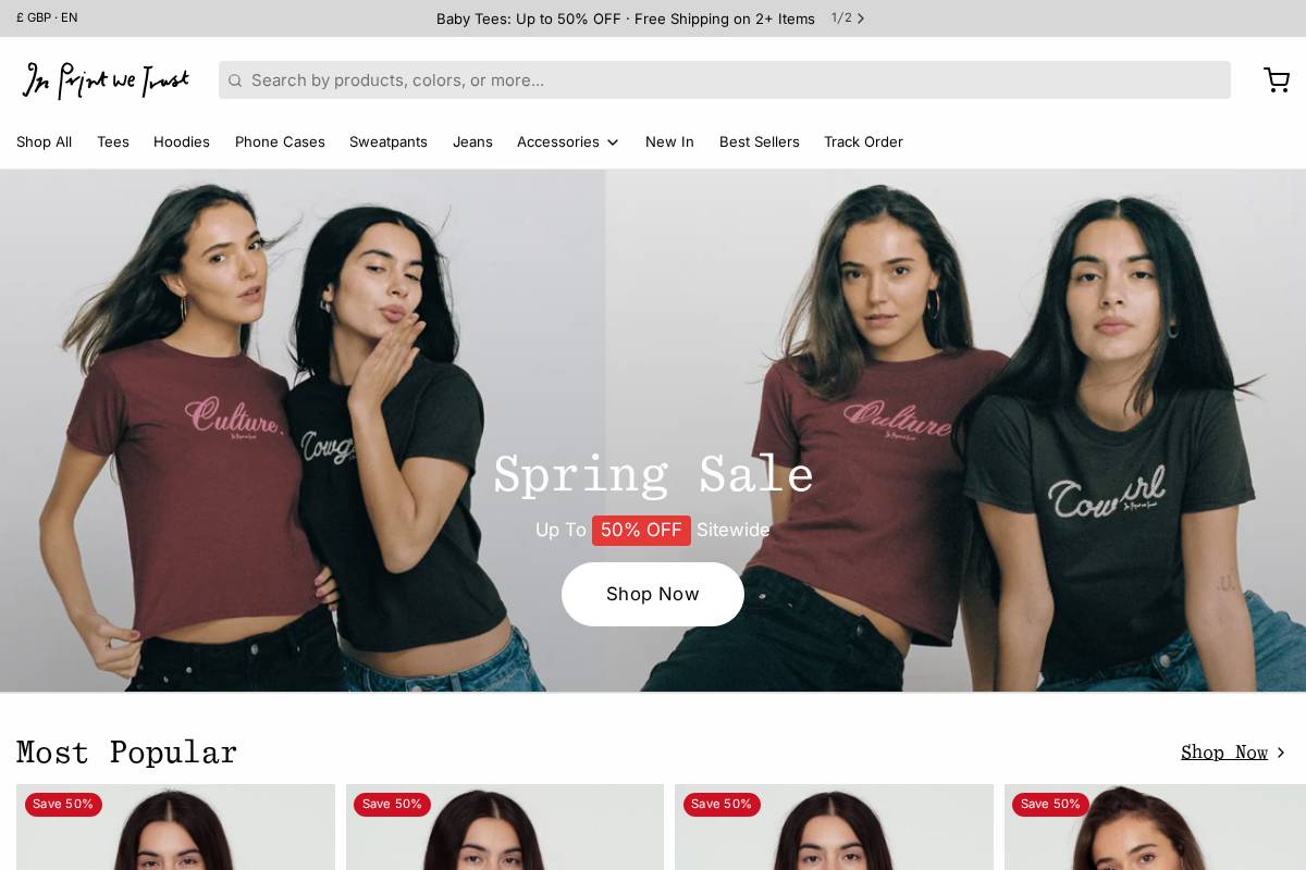 In Print We Trust homepage screenshot