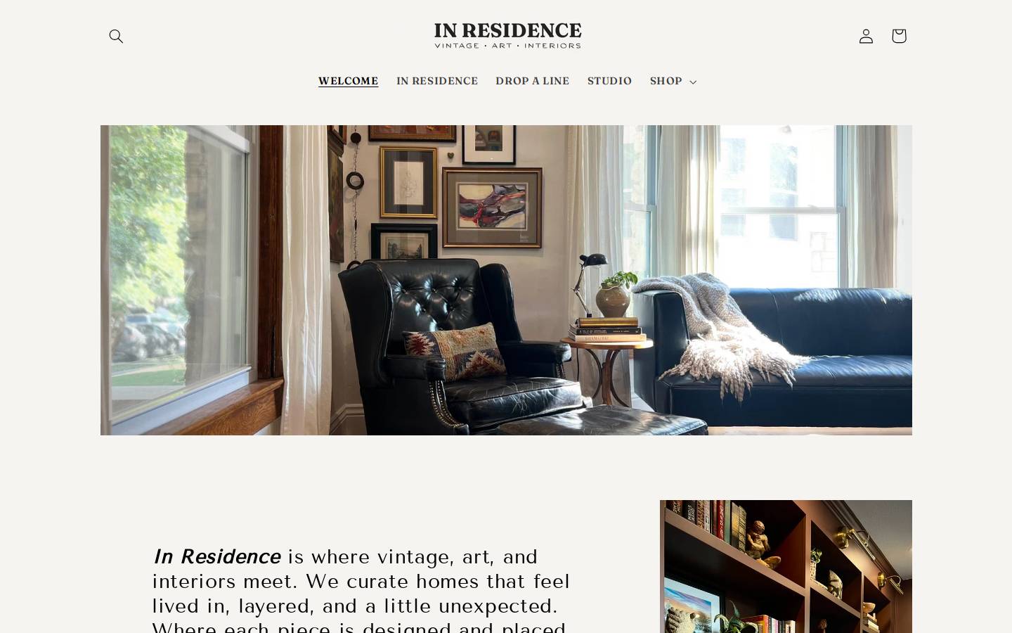 inresidencestudio.com homepage screenshot