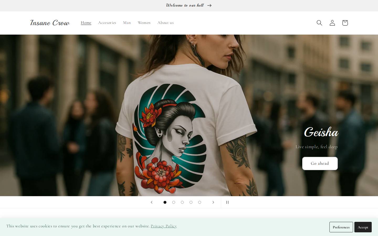 insanecrowclothing.com homepage screenshot