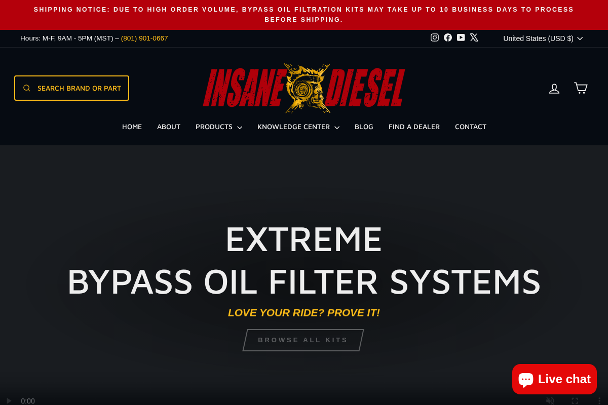 Insanediesel homepage screenshot