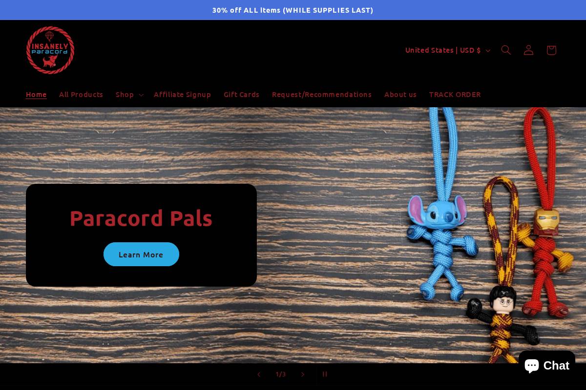insanelyparacord.com homepage screenshot