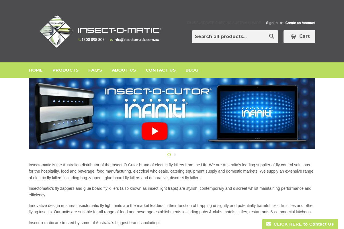 Insectomatic homepage screenshot