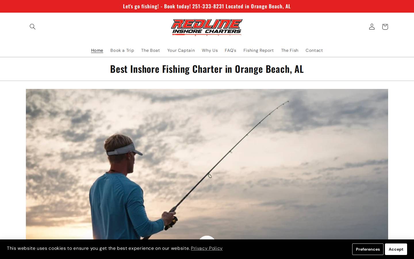 inshorefishorangebeach.com homepage screenshot