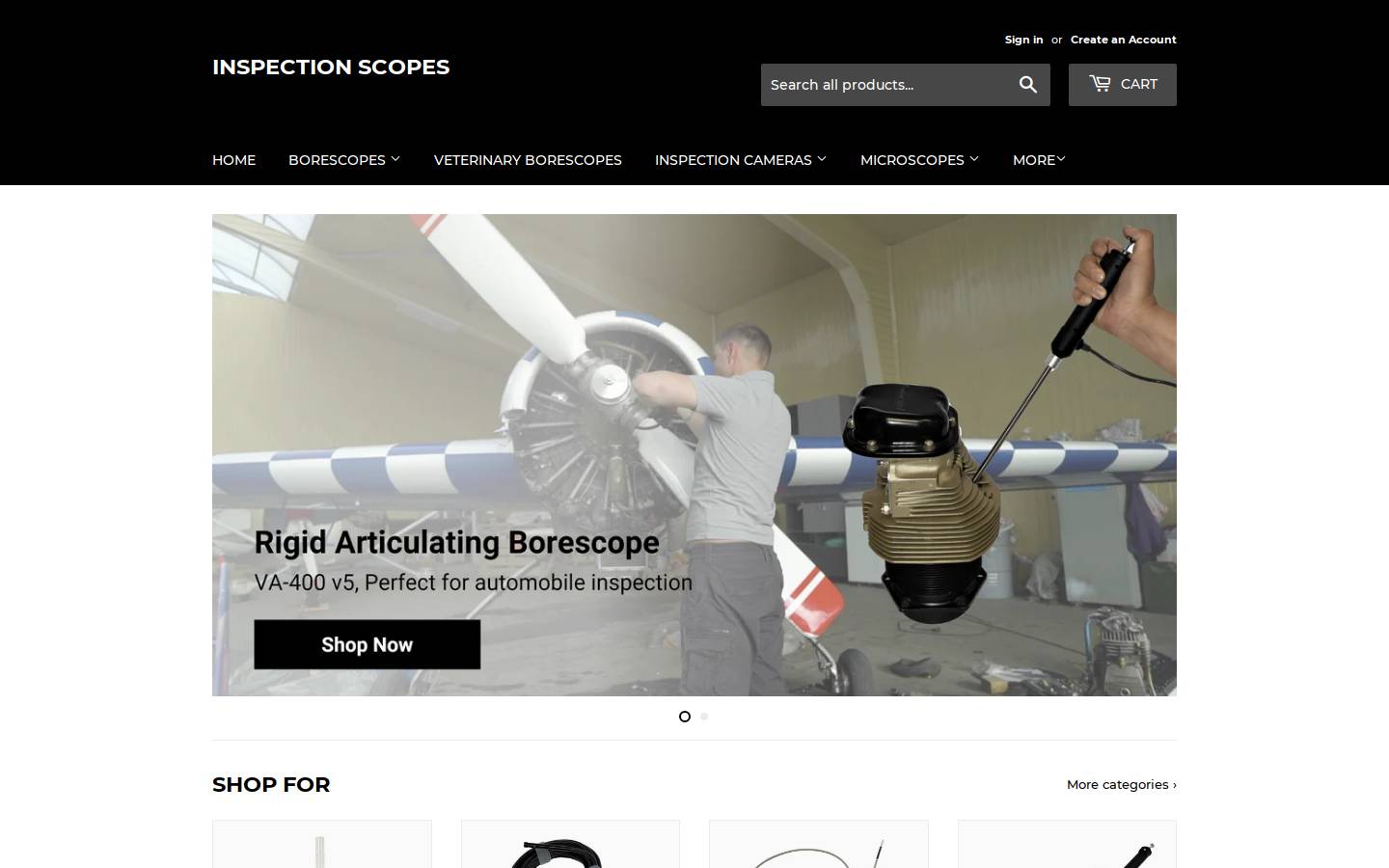 inspectionscopes.com homepage screenshot