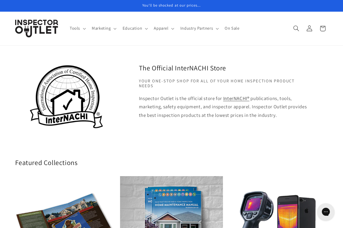 Inspector Outlet homepage screenshot