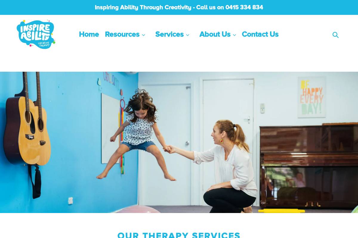 inspireability.com.au homepage screenshot