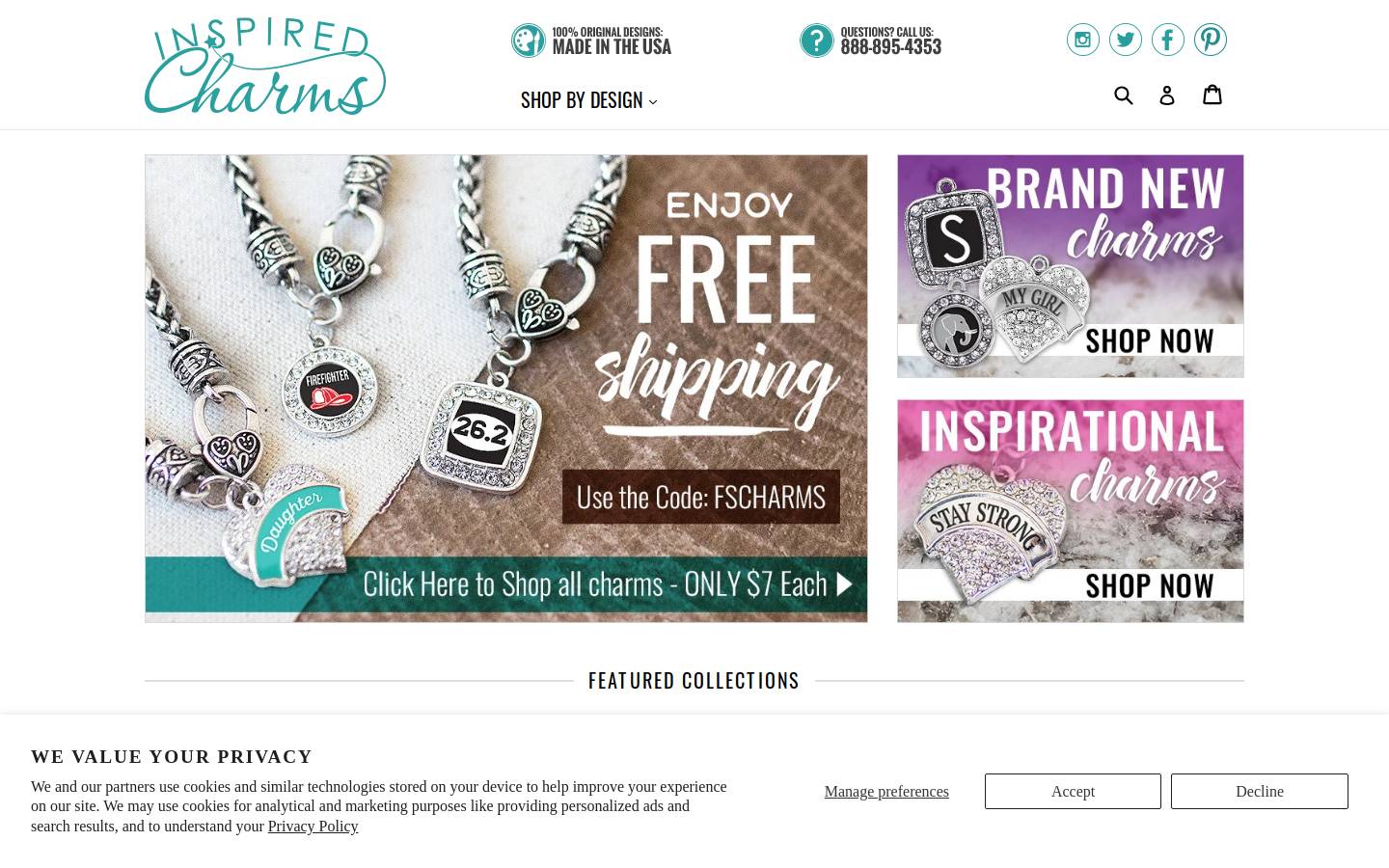 inspiredcharms.com homepage screenshot