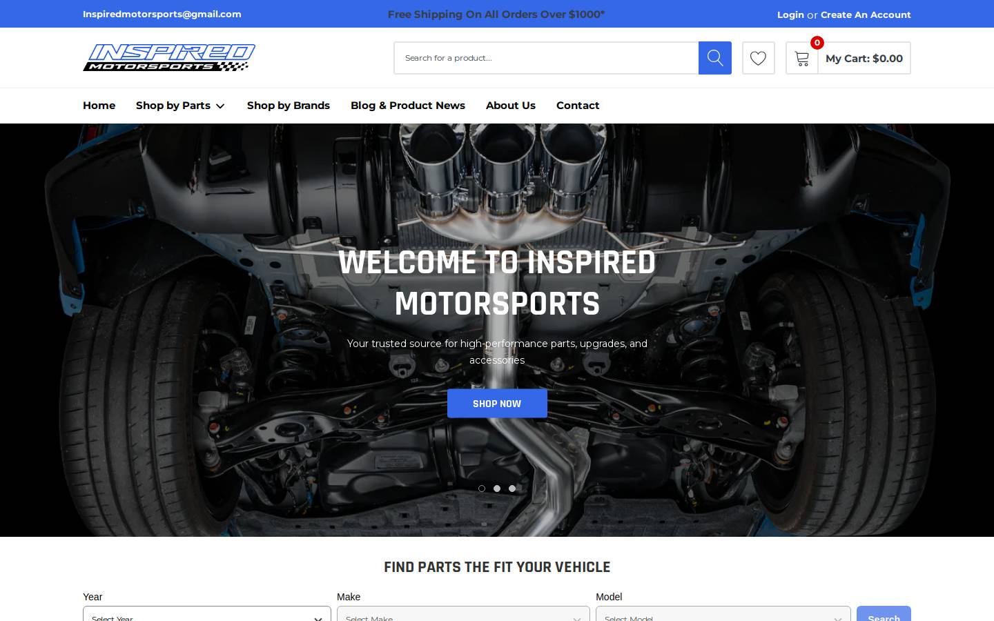inspiredmotorsports.com homepage screenshot