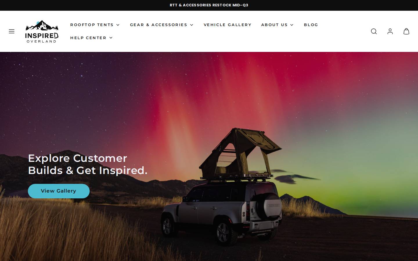 Inspired Overland homepage screenshot