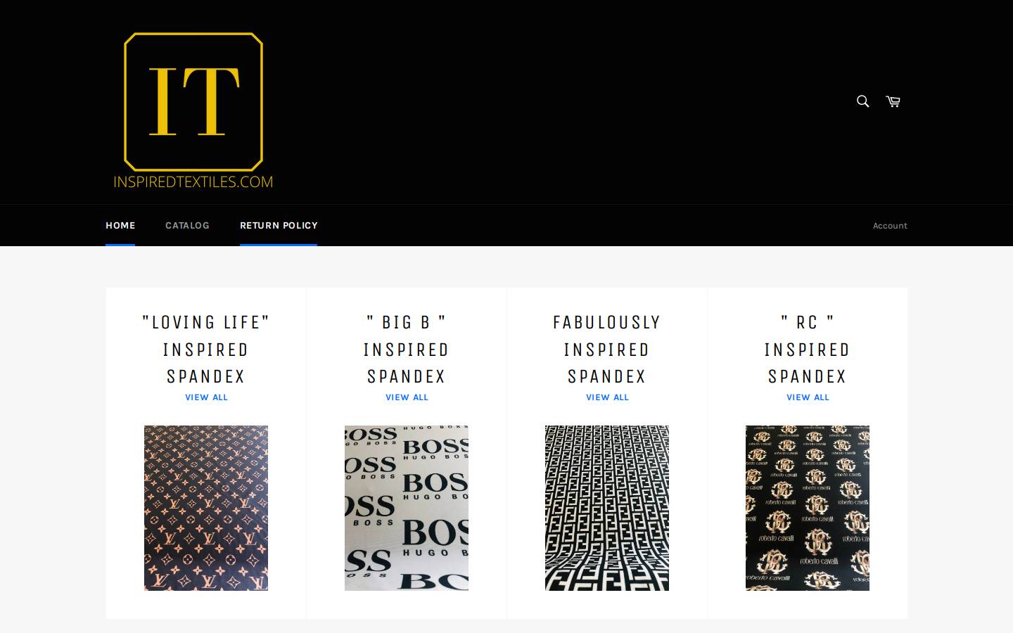 inspiredtextiles.com homepage screenshot