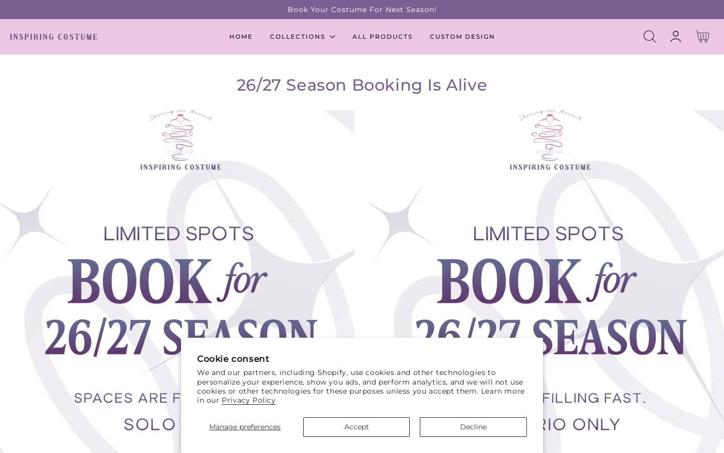 inspiringcostume.com homepage screenshot