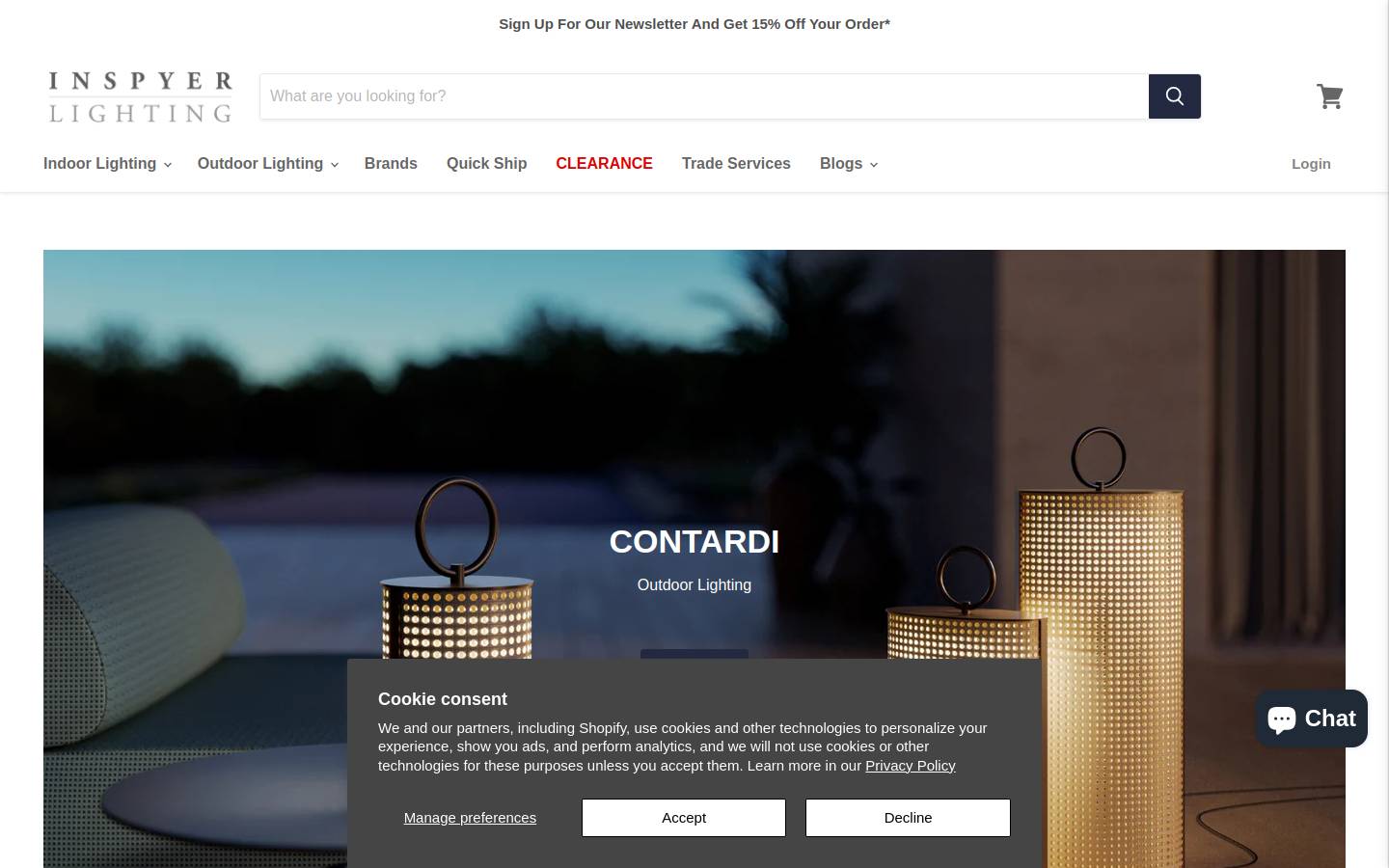 Inspyer Lighting homepage screenshot