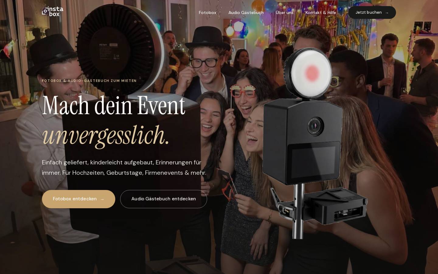 Insta Box homepage screenshot