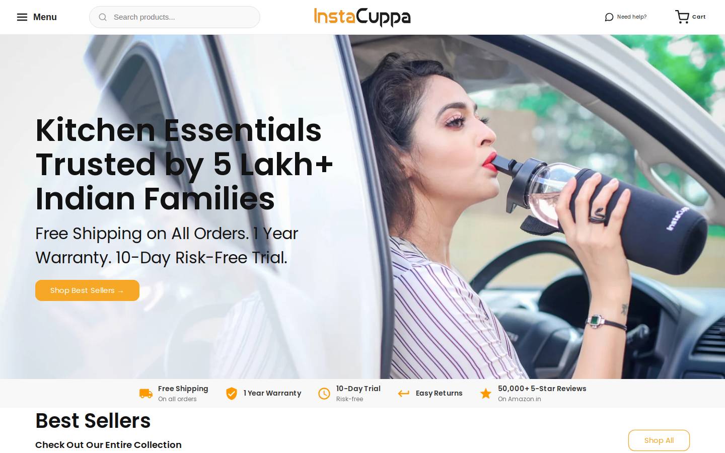 instacuppastore.com homepage screenshot