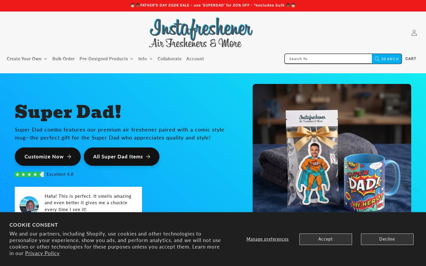 instafreshener.com homepage screenshot
