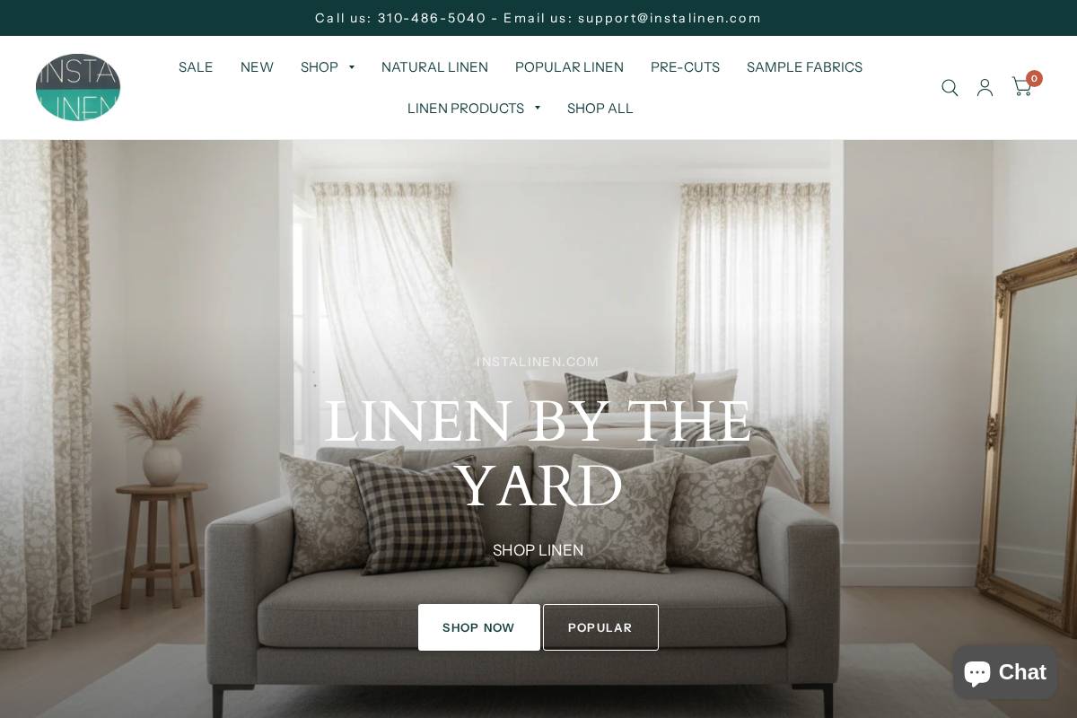 instalinen.com homepage screenshot