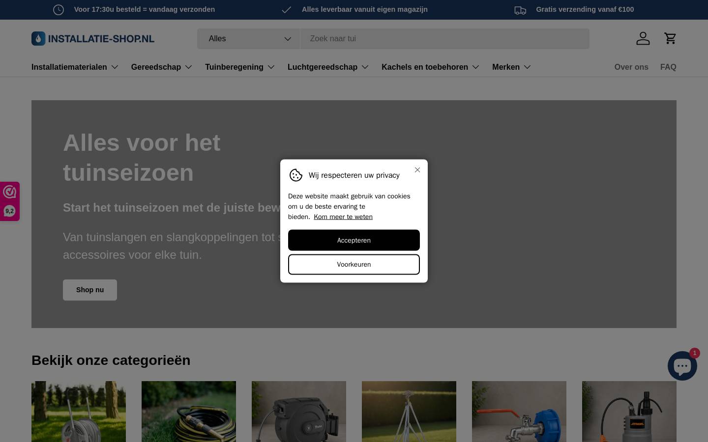 installatie-shop.com homepage screenshot