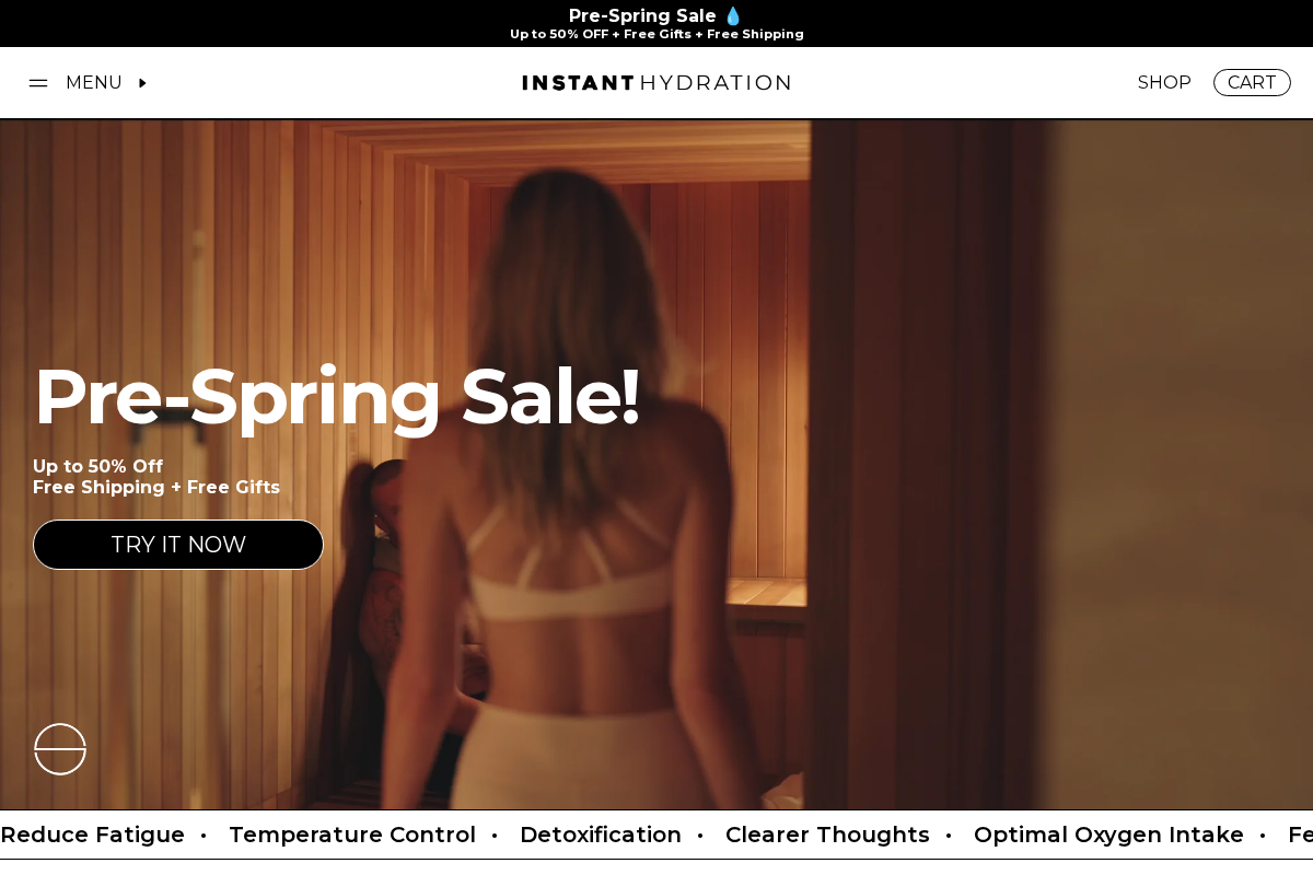 Instant Hydration homepage screenshot