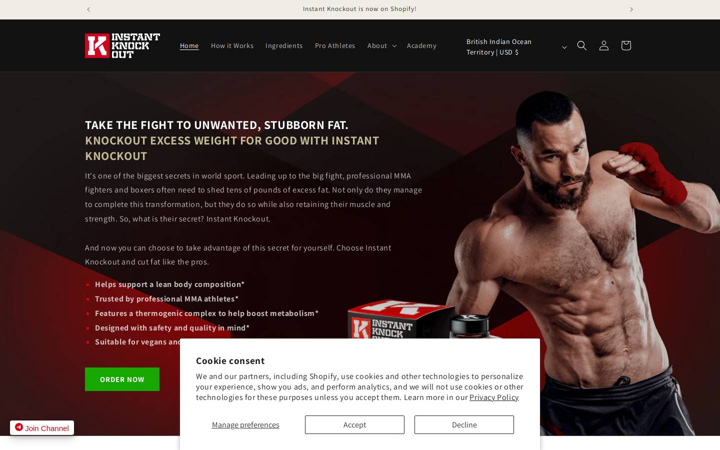 Instant Knockout Fat Burner homepage screenshot